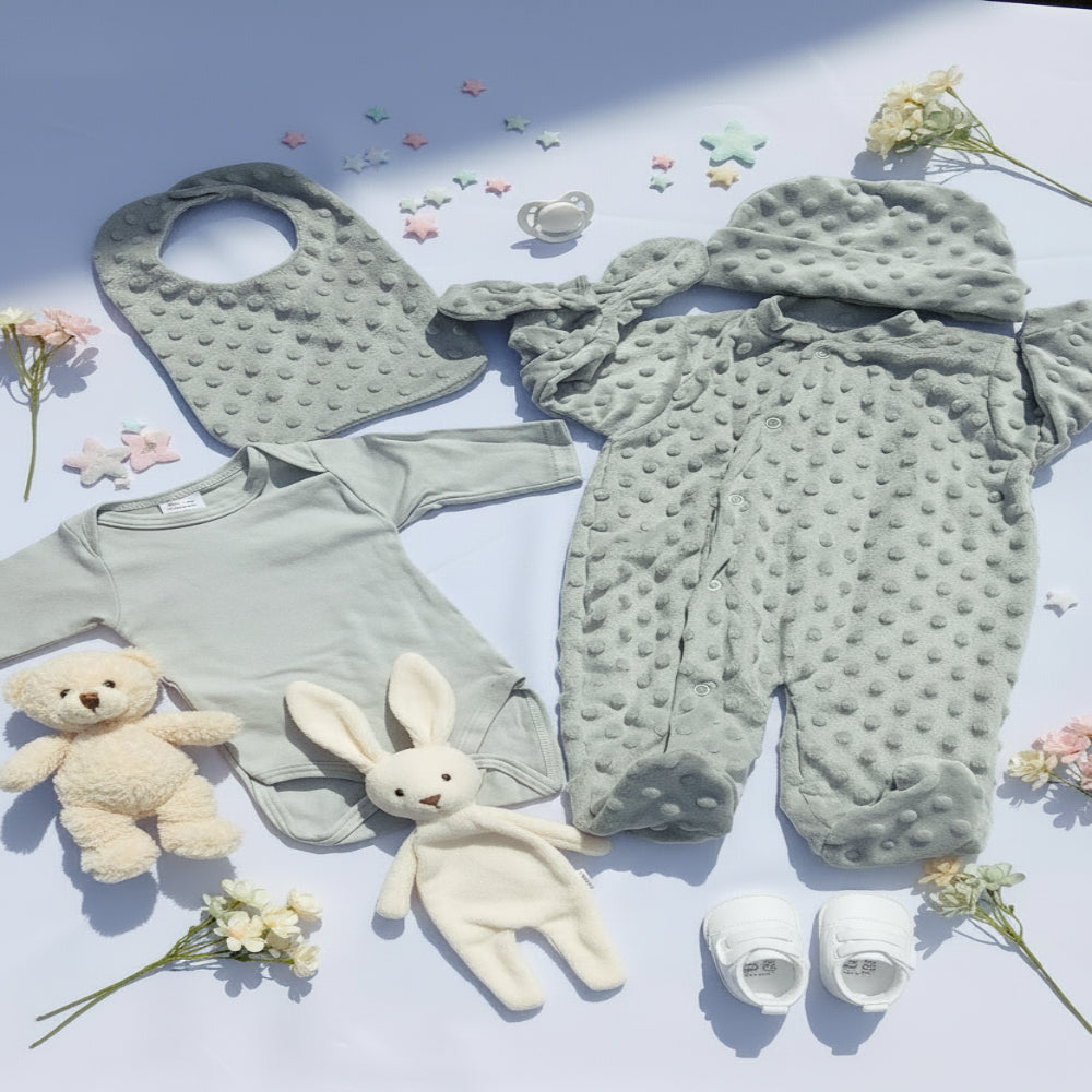 Ensemble bébé Minky 5 pièces personnalisé 0-3 mois