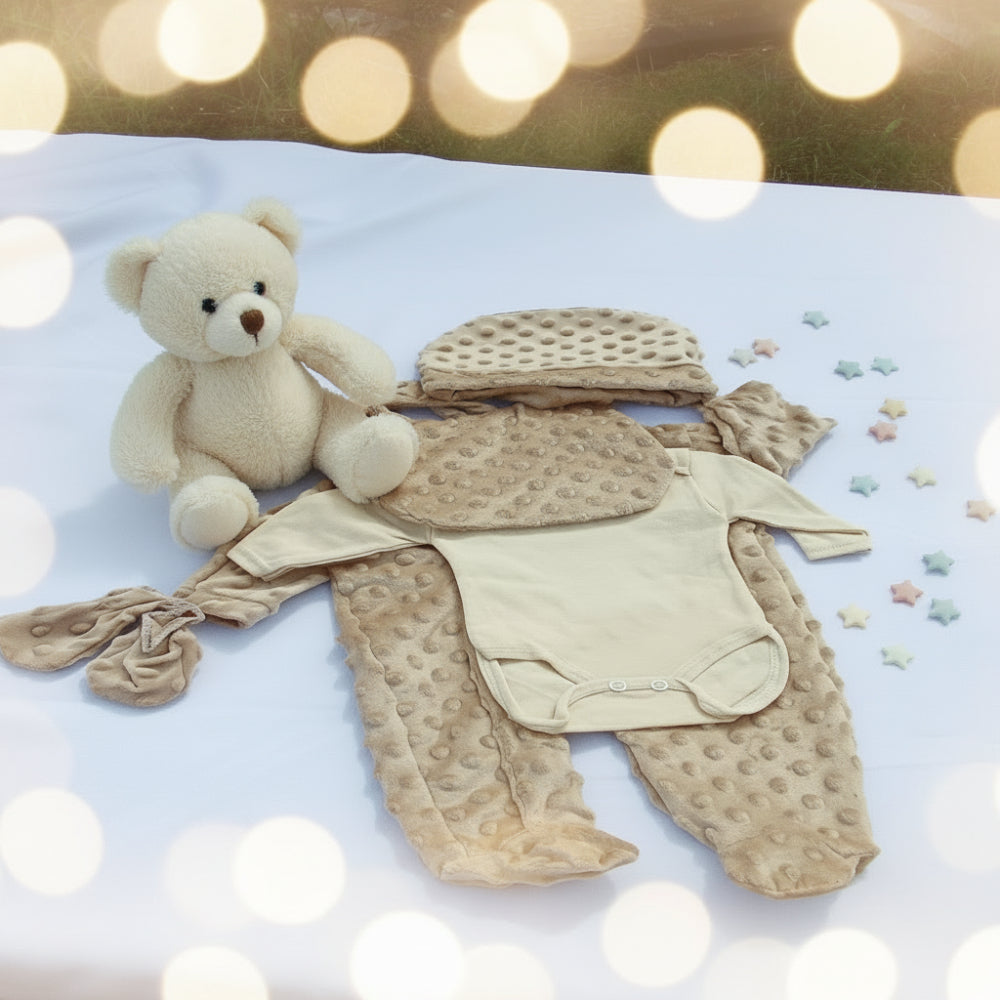 Ensemble bébé Minky 5 pièces personnalisé 0-3 mois