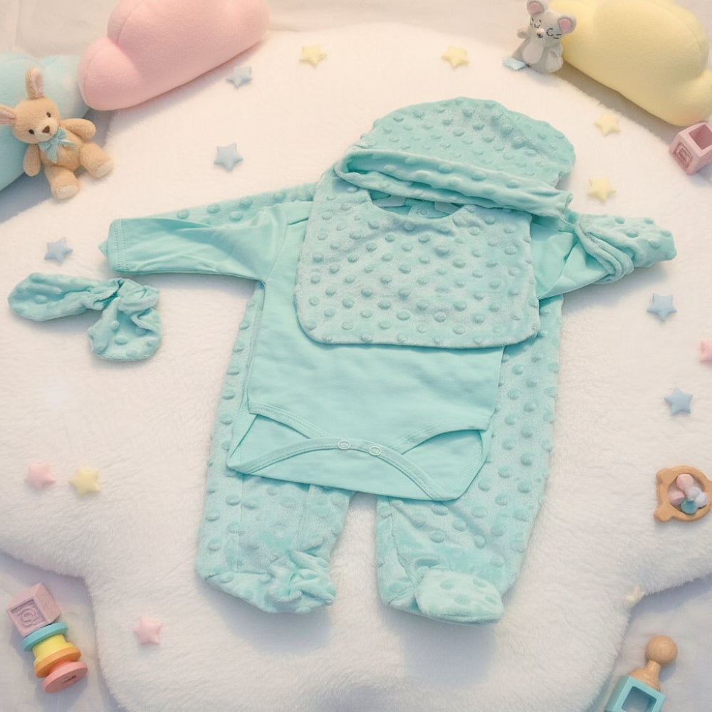 Ensemble bébé Minky 5 pièces personnalisé 0-3 mois