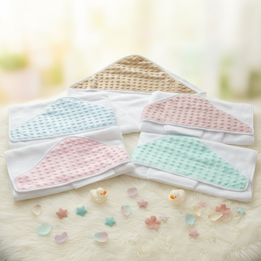 Cape de bain éponge et Minky 90×90 personnalisée