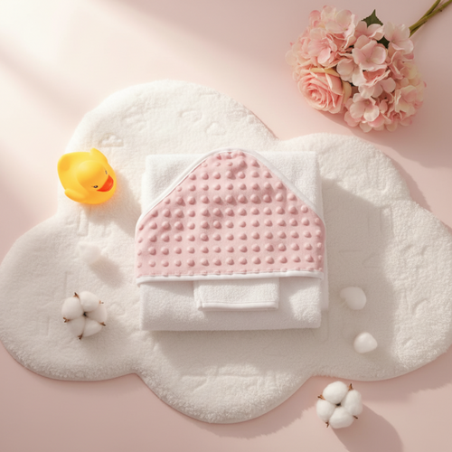 Cape de bain éponge et Minky 90×90 personnalisée