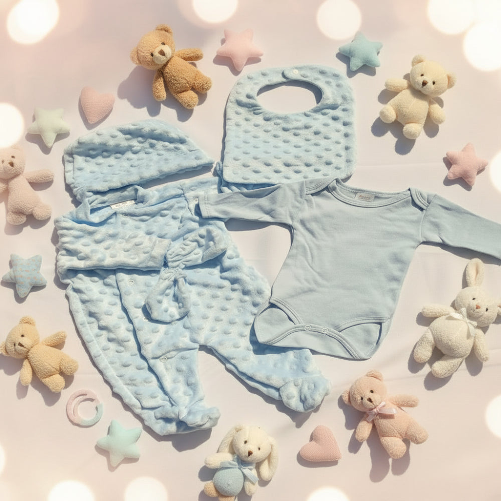 Ensemble bébé Minky 5 pièces personnalisé 0-3 mois